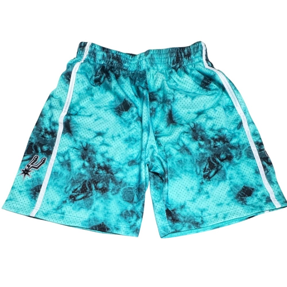 Mitchell & Ness Shorts Mens San Antonio Spurs Mesh Tie Dye Teal NBA Basketball